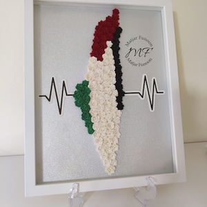Shadow Box fleurs en papier | Shadow Box de la carte du drapeau de la Palestine | Battement de coeur de la Palestine | Moderne Minimal| Cadeau Palestine gratuit