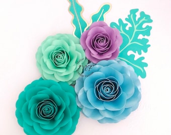 SUPER Sale Rose Mini Vorlage Papierblume SVG | Blumen Schattenbox | Kinderzimmer Dekor | Papierblumen Event Dekor | Papierblumen-Wand-Dekor