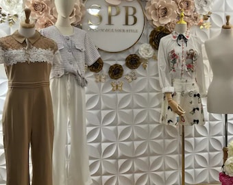 Paper Roses Decor | Mockup | Storefront Window Display | Boutique Display Business Decor | Party Backdrop | Pale Rose Paper Flowers Decor