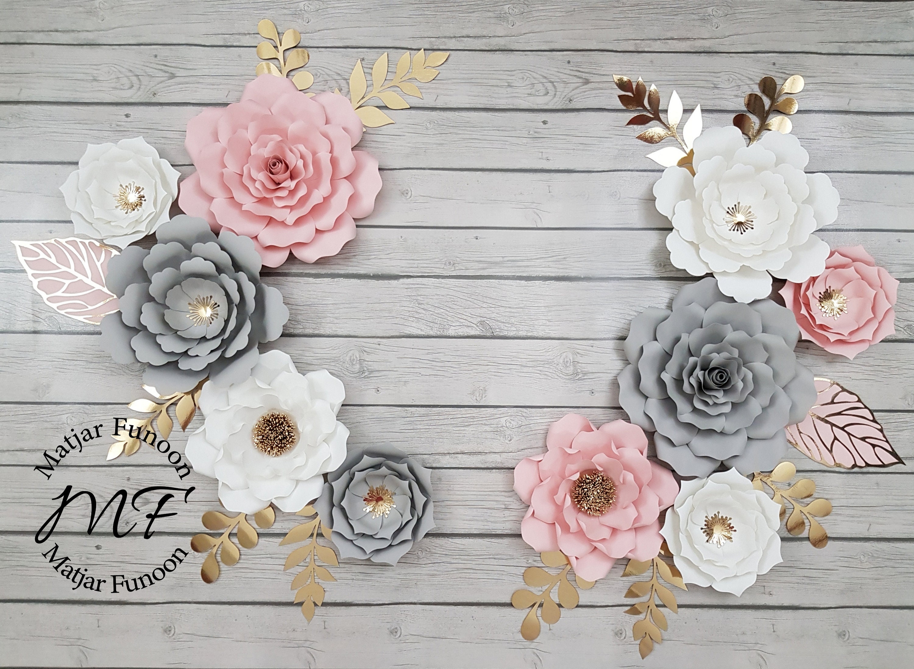 Paper Flowers Set Paper Flowers Wall Decor Trendy Girls Nursery Paper