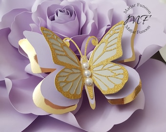 5 pcs 3D Multilayered Butterflies Nursery Wall Decor | Blush Rose Gold Glitter Butterflies | Baby Shower Decor | Silver Glitter 3D Butterfly