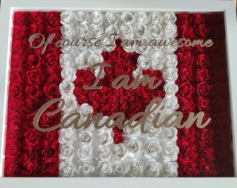 I'm Awesome Canadian Paper Flowers Shadow Box | Canadian Flag Shadow Box | 3D Flowers Shadow Boxes | Maple Leaf Gift | Canada Day Gift
