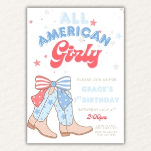 All American Girly Birthday Party Invitation