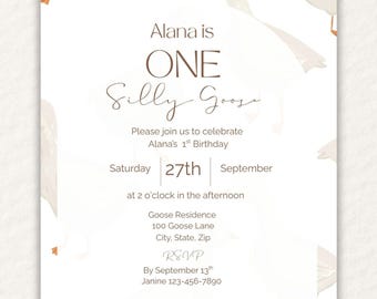 One Silly Goose First Birthday Invitation