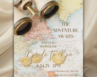 The Adventure Awaits Bridal Shower Invitation