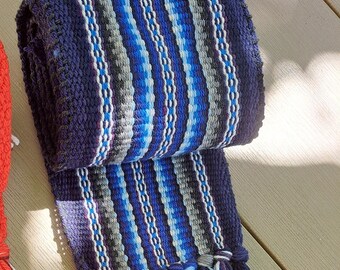 Handknitted Ethnic Belts for Women and Men, Blue Woven Serbian Folklor Dancing Belts