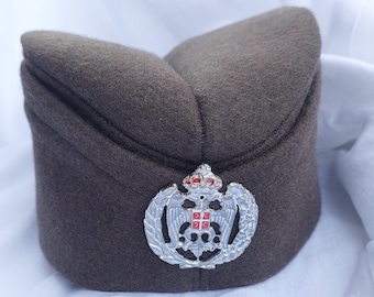 Traditional Serbian Sajkaca Hat with Kokarda Badge – Wool Cap
