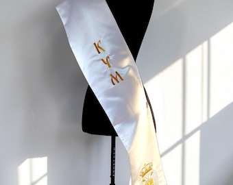 Embroidered Serbian Wedding Sashes Made from Satin or Cotton, Vezeni Svadbeni Peskiri, Embroidered Serbian Eagle, Kum, Dever, Stari Svat