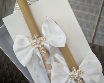 Orthodox Christian Wedding & Christening Candles, Beeswax or Paraffin Decorated Candles, Serbian Greek Macedonian