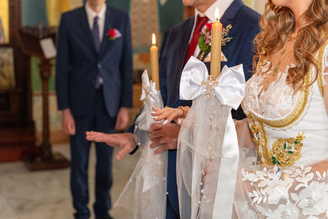 Candele decorate per matrimoni e battesimi cristiani ortodossi