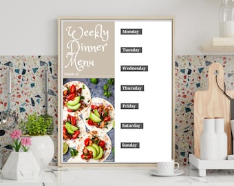 Printable Dinner Menu Weekly Family Meal Planner Meal Organizer Menu Template Family Dinner Planning Template Meal