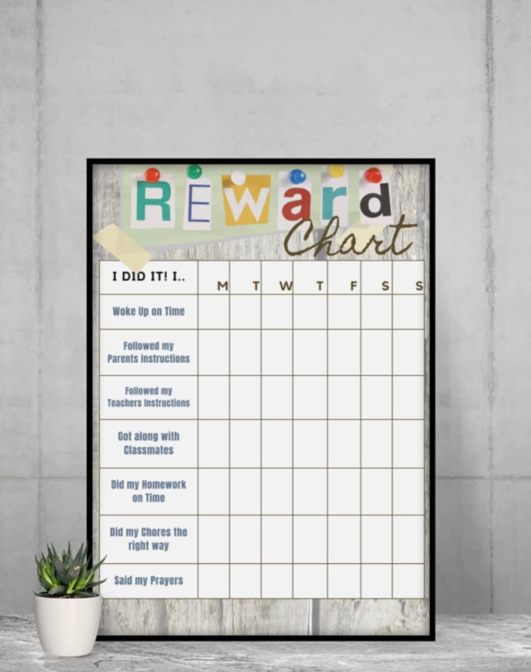 Custom Kids Chore Reward Chart Kids Chore Tracker Custom Childrens ...