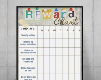 Custom Kids Chore Reward Chart Kids Chore Tracker Custom Childrens Reward System Behavior Chart Family Chore Chart Kids Task Chart Chore Set