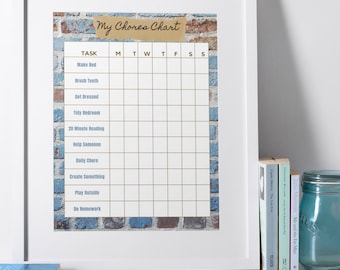 Customizable Printable Chore Chart Digital Children Personalized Chore Chart Family Plus Rewards Chart Kids Visual Chore Chart