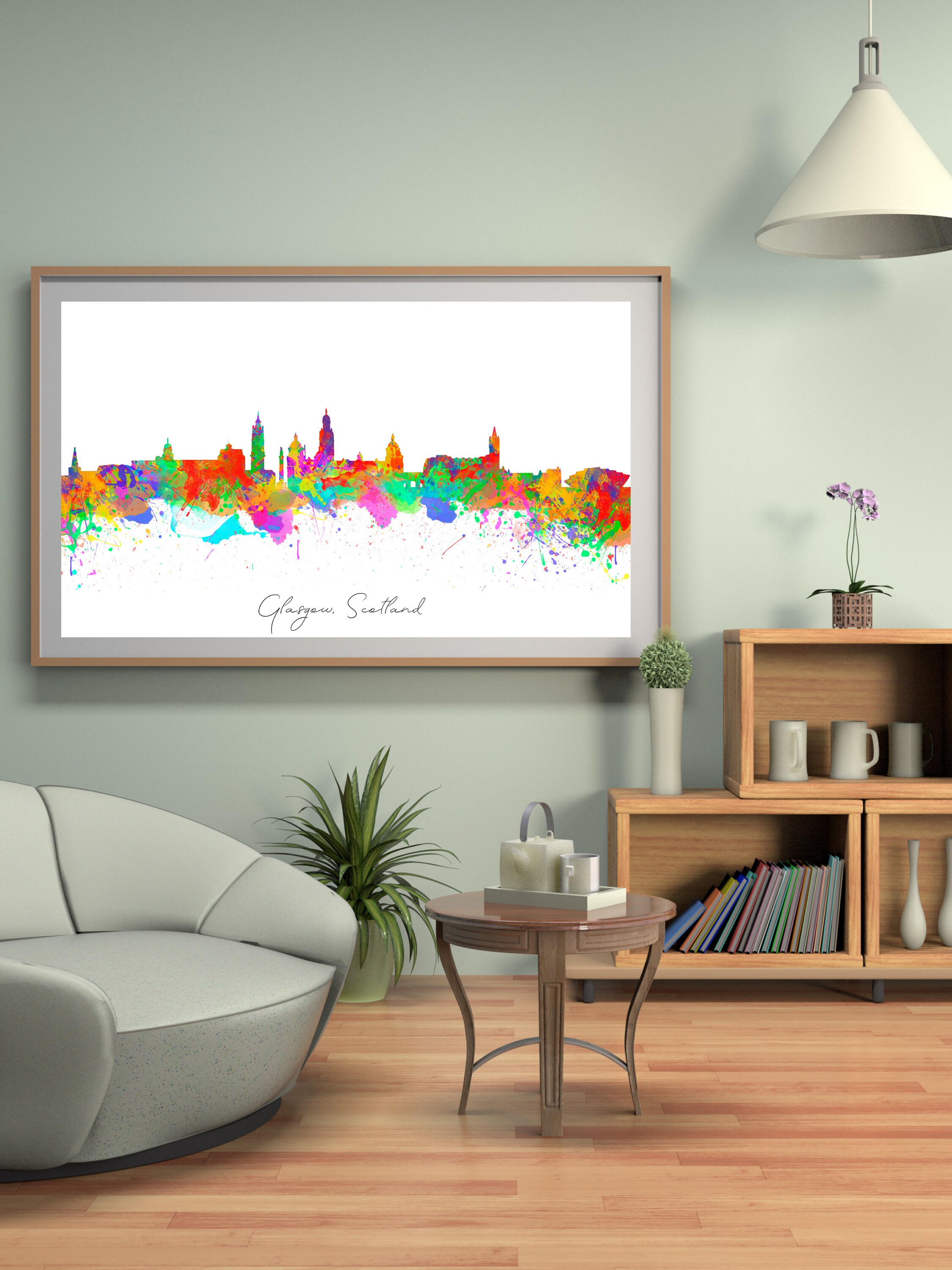 Glasgow Colorful Skyline Wall Art Print Modern Art Etsy