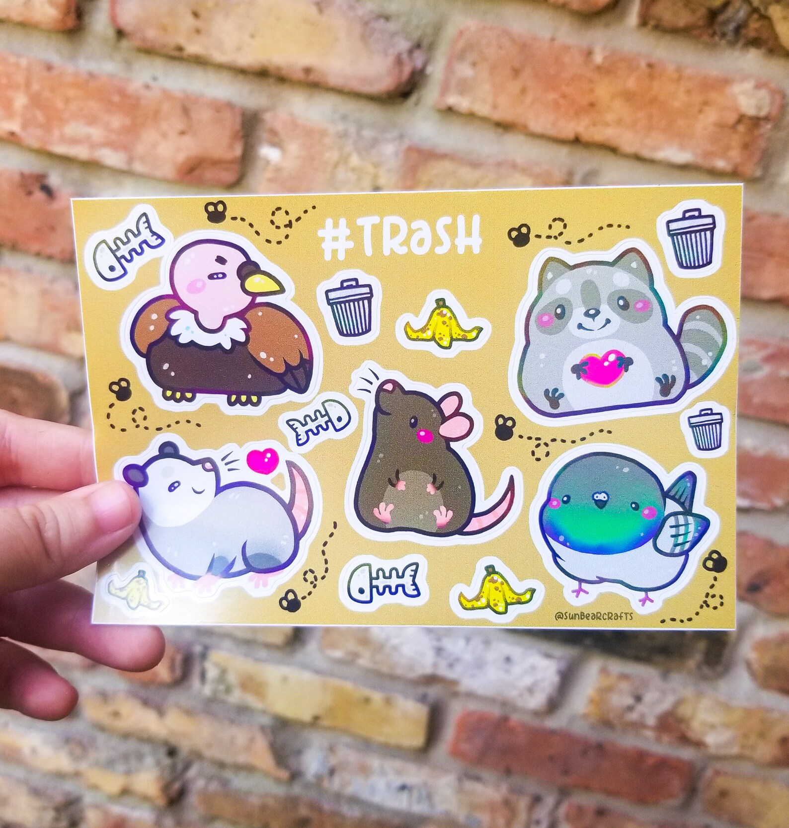 Trash Animal Sticker Sheet Set of Cute Waterproof Vinyl Trash Etsy