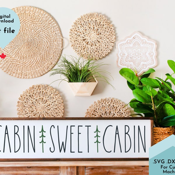 Cabin Sweet Cabin SVG | Vacation Home Decor svg | Fishing, Ski, Rustic Cabin Decor svg dxf png | Hand Lettered Commercial Use Ok