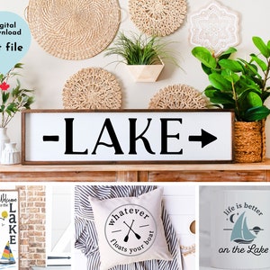 Summer SVG Bundle, Lake Life svg, 13 Lake Inspired Designs | Commercial use | Fishing, Boating, Vacation Cut Files | Hand lettered svg, png image 4