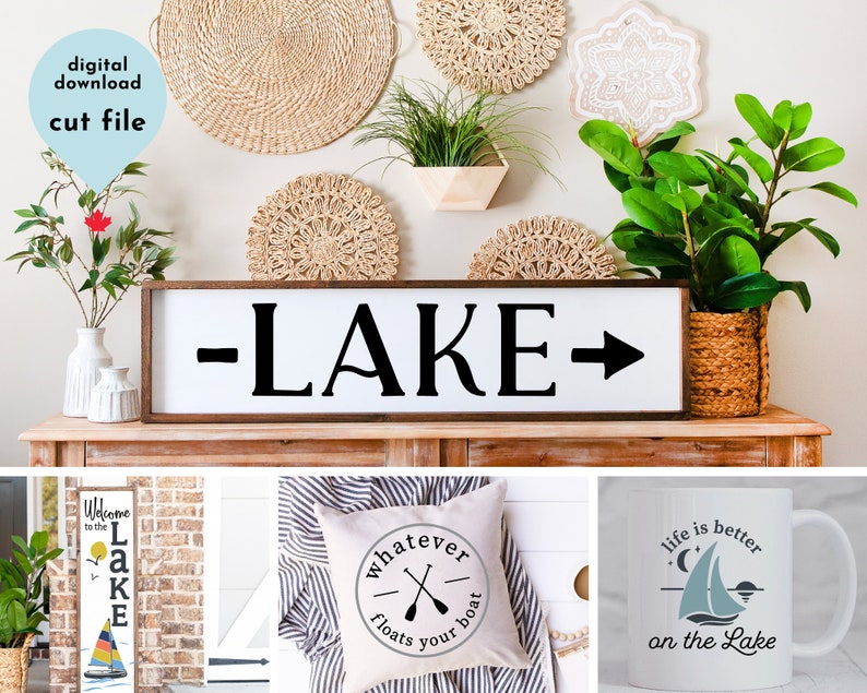 Summer SVG Bundle, Lake Life svg, 13 Lake Inspired Designs | Commercial use | Fishing, Boating, Vacation Cut Files | Hand lettered svg, png image 4
