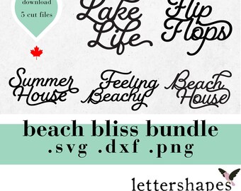 Lake & Beach Life SVG Cut Files Bundle for DIY Projects, Home Decor, Laser cut files, Digital svg png dxf Bundle - Lettershapes
