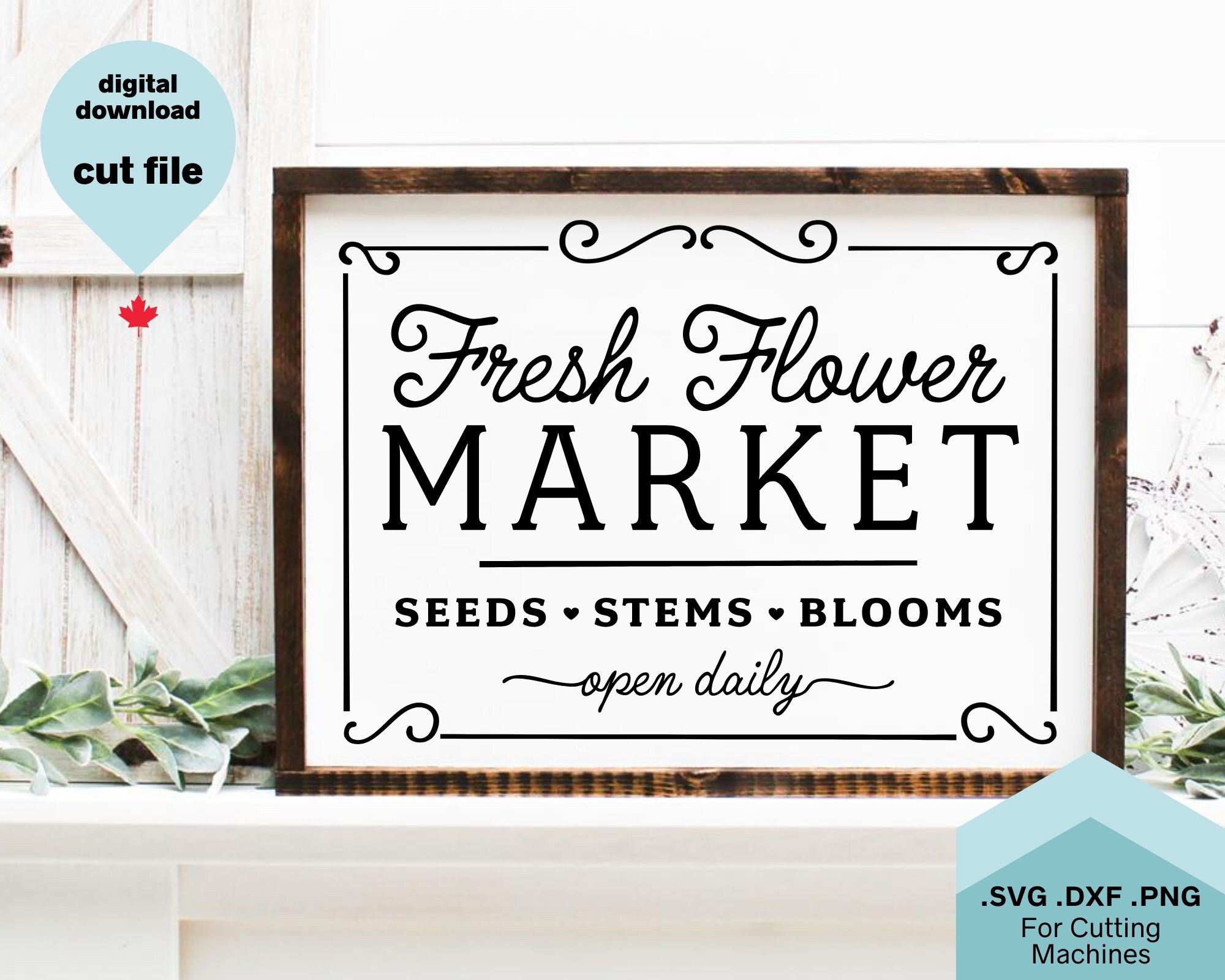 Fresh Flower Market Sign SVG farmhouse Sign Vintage Sign Etsy
