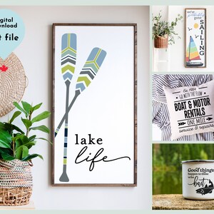 Summer SVG Bundle, Lake Life svg, 13 Lake Inspired Designs | Commercial use | Fishing, Boating, Vacation Cut Files | Hand lettered svg, png image 3