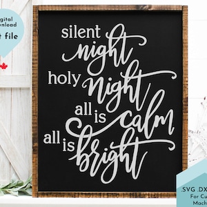 Silent Night SVG - Hand lettered Christmas svg, christmas svg, cut file for cricut, winter svg, Christmas Sign Svg, holidays svg, modern svg