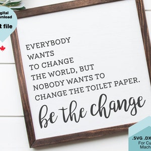 Funny Badkamer SVG, Toilet Papier, Be the Change svg, dxf, png, instant download, cricut cut bestand, badkamer teken grappige svg, home decor, bad