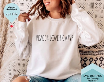 Camping svg | Peace Love Camp Hand Lettered SVG, png Pine Tree | Commercial Use Digital Download