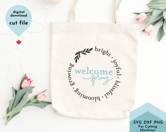 Willkommen Frühling Svg, Frühling SVG geschnitten Datei, Hallo Frühling, PNG, Kreis Rahmen, wachsende Svg, inspirierende Svg