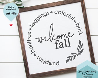 Welcome Fall svg, Fall Circle SVG,  Fall Cut File, Circle Frame Svg, Fall Leggings Svg, Hello Fall Svg, Autumn Svg,Pumpkins Svg, Modern svg
