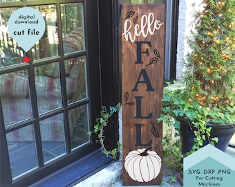 Vertical Sign Svg, Hello Fall Svg, Porch Sign Svg, Fall Svg, Autumn Svg, Fall Porch Sign Svg, Thanksgiving Svg, Give Thanks Svg, modern svg