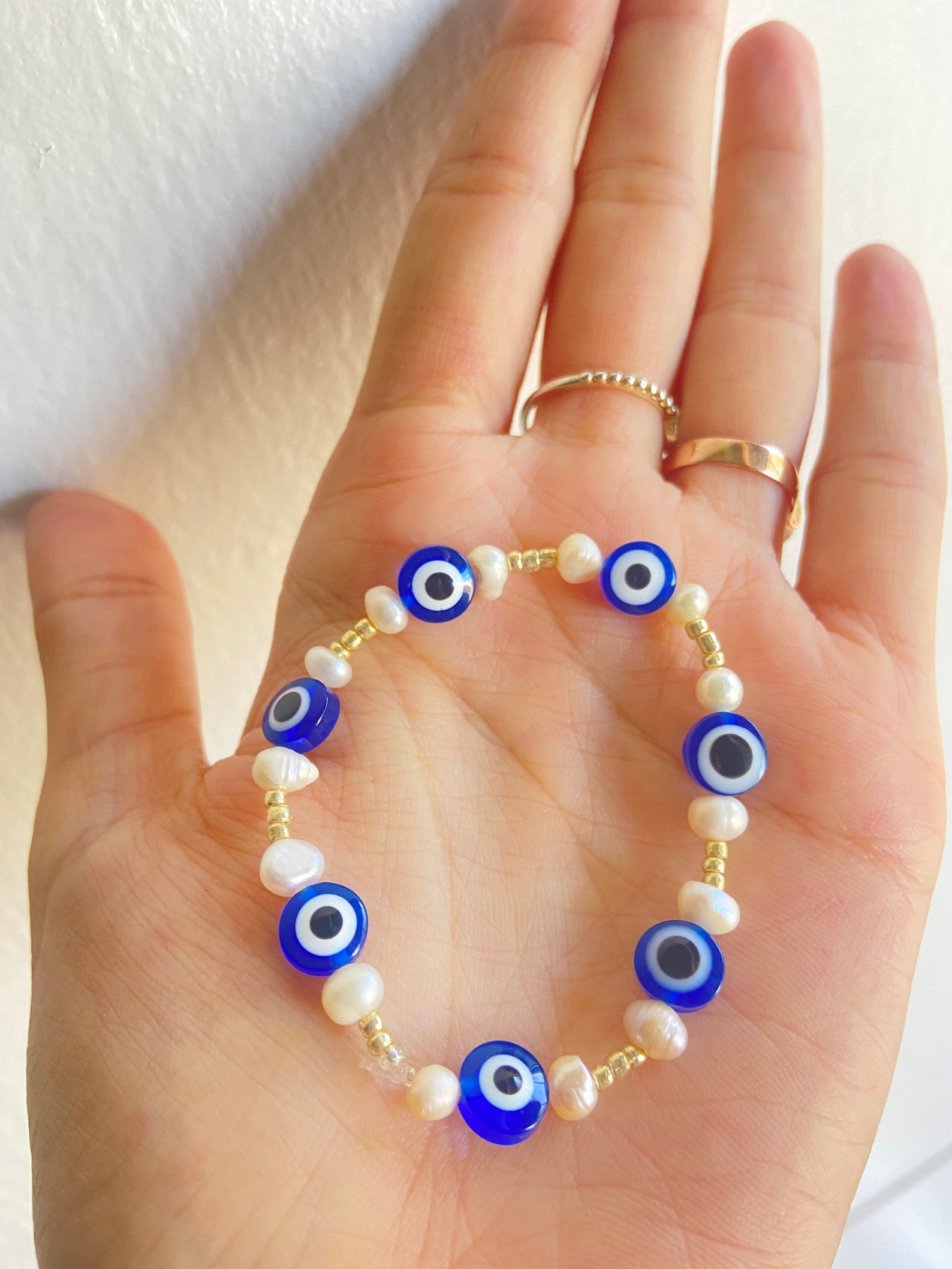 Evil eye pearl bracelet Clearance