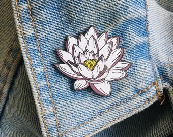 Lotus Enamel Pin!- Flower Pin- Lotus Pin- Hard Enamel Pin- Pins- Lapel Pin- Gift- Original Artwork- Designs- White Lotus