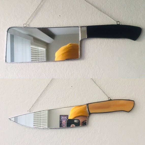 Knife Mirrors Stained Glass Art Mirror Chef's Knife Etsy