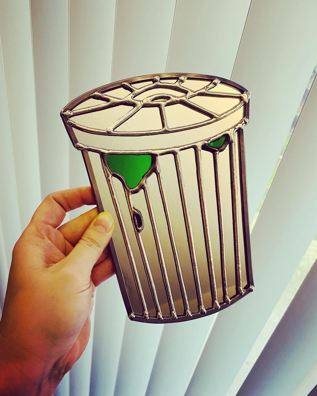 Trash Mirror Stained Glass Mirror Glass Wall Mirror Glass Art Garbage