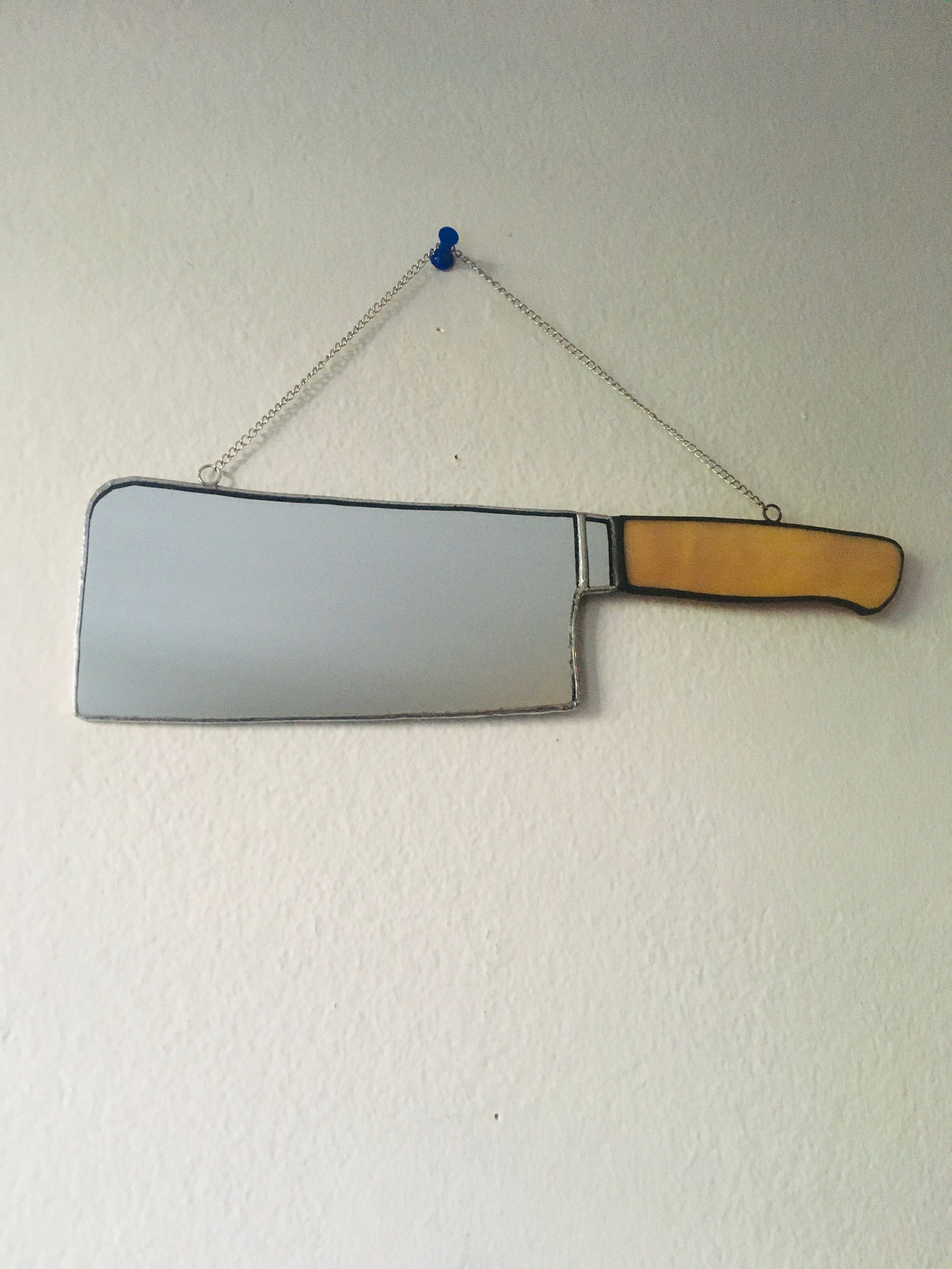 Knife Mirrors Stained Glass Art Mirror Chef's Knife Etsy
