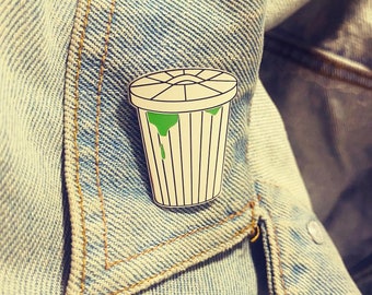 Trash Pin! Garbage Can Hard Enamel Pin- Mirrored/Reflective Pin- Lapel Pin