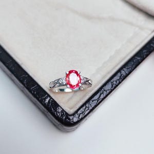 Peach Sapphire Ring, Oval Cut Lab Grown Peach Sapphire in 925 Sterling Silver Ring, Sapphire Engagement Ring, Anniversary Gift, Gift for Her