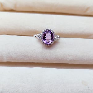 Unique Pink Amethyst Engagement Ring, Rose de France Lavender Amethyst Ring, February Birthstone, Promise Ring, Wedding Ring, Gift for Her