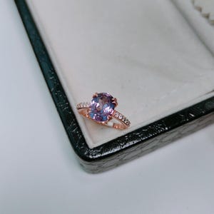 Alexandrite Engagement Ring, Color Change Alexandrite Ring, Oval Cut Alexandrite Ring, 925 Sterling Silver Ring, June Birthstone Ring