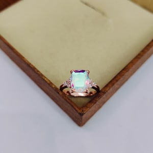 Natural Rainbow Moonstone Engagement Ring, Handmade Moonstone Ring 925 Sterling Silver Ring, Moonstone Promise Ring, June Birthstone