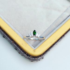 Teal sapphire Band Ring, Marquee Cut Teal Sapphire Wedding Ring, 925 Sterling Silver Ring, Lab Grown Teal Sapphire Ring, Gift for Her
