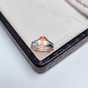 Peach Sapphire Ring, Oval Cut Lab Grown Peach Sapphire in 925 Sterling Silver Ring, Sapphire Engagement Ring, Anniversary Gift, Gift for Her