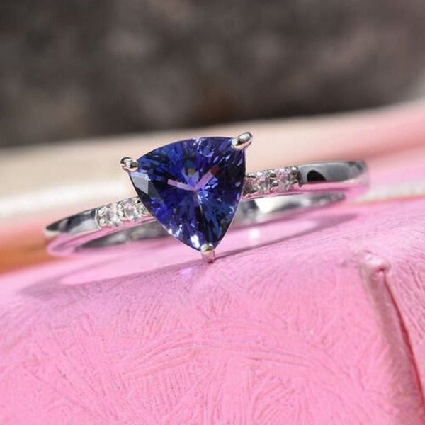 Vintage Natural AAA Tanzanite Engagement Ring , Solitaire Ring, Promise Ring, Premium Tanzanite Ring, Anniversary Gift, December Birthstone