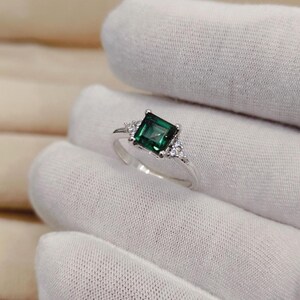 Teal sapphire Engagement Ring, Square Cut Teal Sapphire Ring, 925 Sterling Silver Ring, Lab Grown Teal Sapphire Ring, Gift for Her