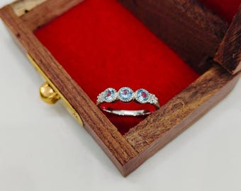 Natural Aquamarine Wedding Band Ring, 925 Silver Ring, Aquamarine Eternity Band, Eternity Band, Aquamarine wedding band, Wedding Gift