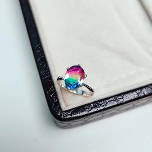 Watermelon Tourmaline Ring, Oval Bi-Color Watermelon Doublet Stone Ring in Sterling Silver, Handmade Solitaire Ring, Watermelon Ring