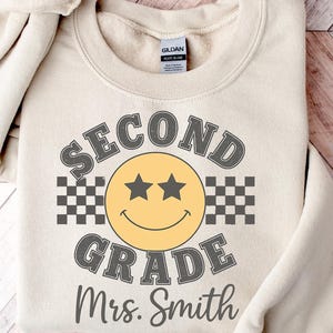 Retro Second Grade Teacher Shirt,Custom Teacher Name Shirts,3rd Grade Teacher Tee,First Day of School Matching Shirt, New Teacher Gift,First