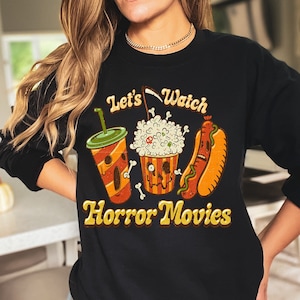 Cute Horror Movie Shirt, Horror Characters Shirt, Horror Shirt,Lets watch Horror movie Shirt,Funny Halloween Shirt,Horror Movie Characters,